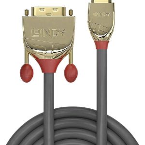LINDY 36197 HDMI-kabel HDMI / DVI Adapterkabel HDMI-A-stekker, DVI-D 18+1-polige stekker 5.00 m Grijs