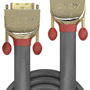 LINDY 36208 DVI-kabel DVI Aansluitkabel DVI-D 24+1-polige stekker, DVI-D 24+1-polige stekker 20.00 m Grijs
