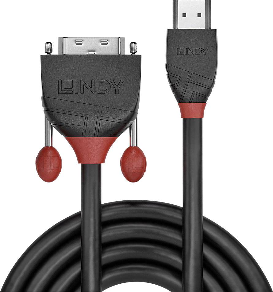LINDY 36272 HDMI-kabel HDMI / DVI Adapterkabel HDMI-A-stekker, DVI-D 18+1-polige stekker 2.00 m Zwart