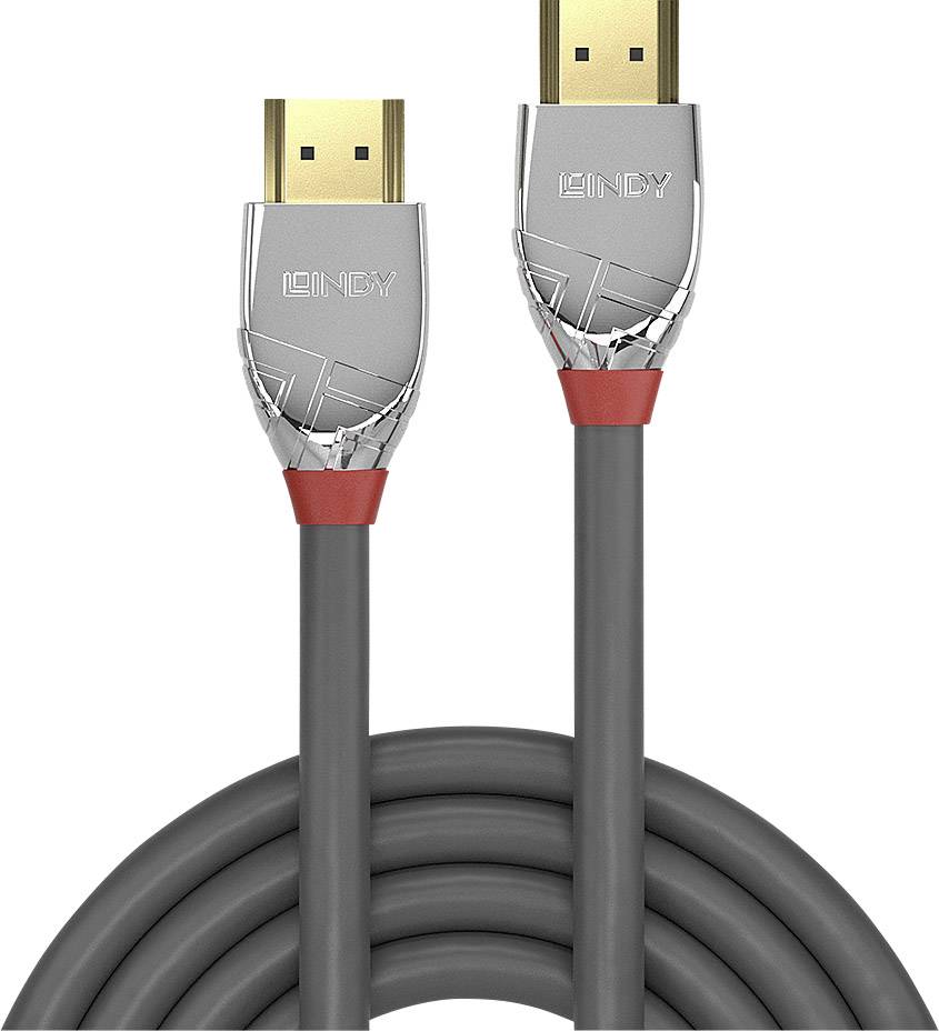 LINDY 37873 HDMI-kabel HDMI Aansluitkabel HDMI-A-stekker, HDMI-A-stekker 3.00 m Grijs 4K UHD