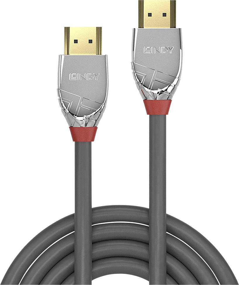 LINDY 37870 HDMI-kabel HDMI Aansluitkabel HDMI-A-stekker, HDMI-A-stekker 0.50 m Grijs 4K UHD