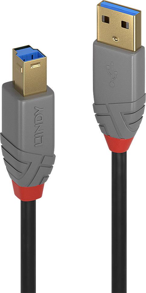 LINDY 36740 USB-kabel USB 3.2 Gen1 USB-A stekker, USB-B stekker 0.50 m Zwart