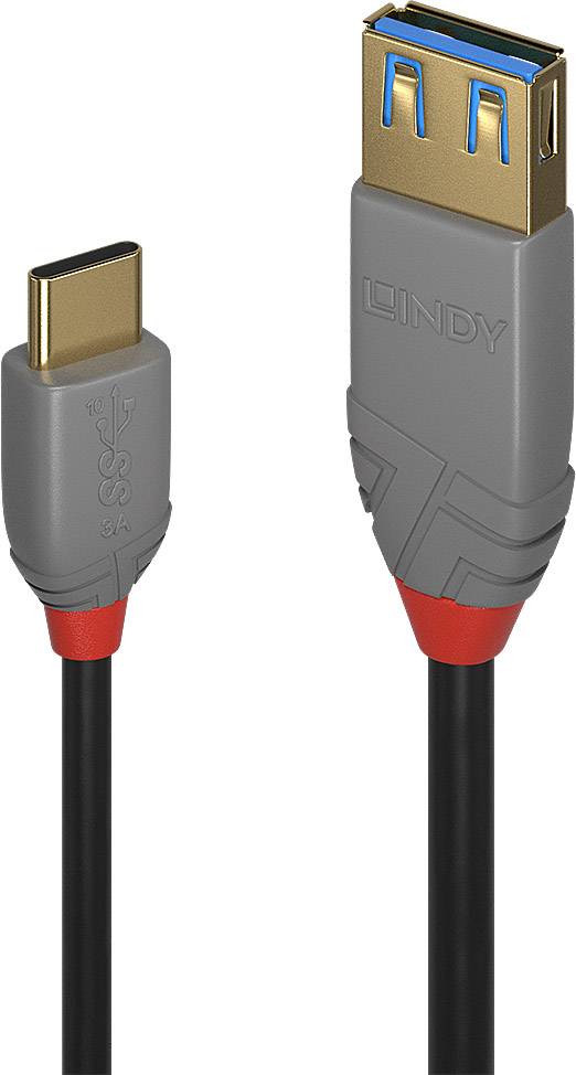 LINDY 36895 USB-kabel USB 3.2 Gen1 USB-A bus, USB-C stekker 0.15 m Zwart