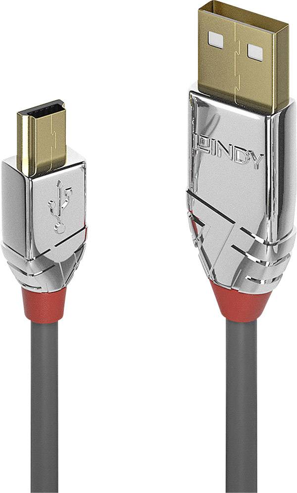 LINDY 36632 USB-kabel USB 2.0 USB-A stekker, USB-mini-B stekker 2.00 m Grijs