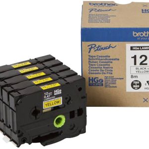 Brother HGe-631V5 Labeltape Set van 5 stuks Tapekleur: Geel Tekstkleur: Zwart 12 mm 8 m Brother HGe-631V5 Labeltape Set van 5 stuks Tapekleur: Geel Tekstkleur: Zwart 12 mm 8 m