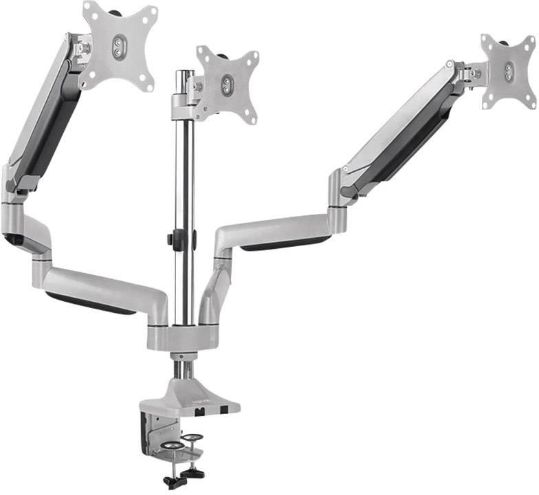LogiLink BP0052 Monitor-tafelbeugel Aantal monteerbare displays: 3 Display(s) 33,0 cm (13") - 81,3 cm (32") Zilver Kante
