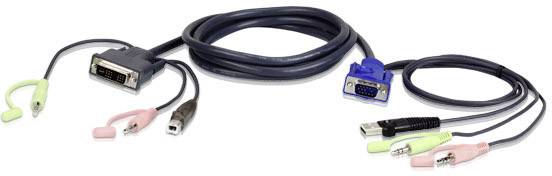 ATEN KVM Adapter [1x VGA-stekker, USB-A 2.0 stekker, Jackplug male 3,5 mm, Jackplug male 3,5 mm - 1x DVI-stekker 18+5-po