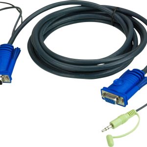ATEN KVM Adapter [1x VGA-stekker, Jackplug male 3,5 mm – 1x VGA-bus, Jackplug male 3,5 mm] 1.80 m Zwart