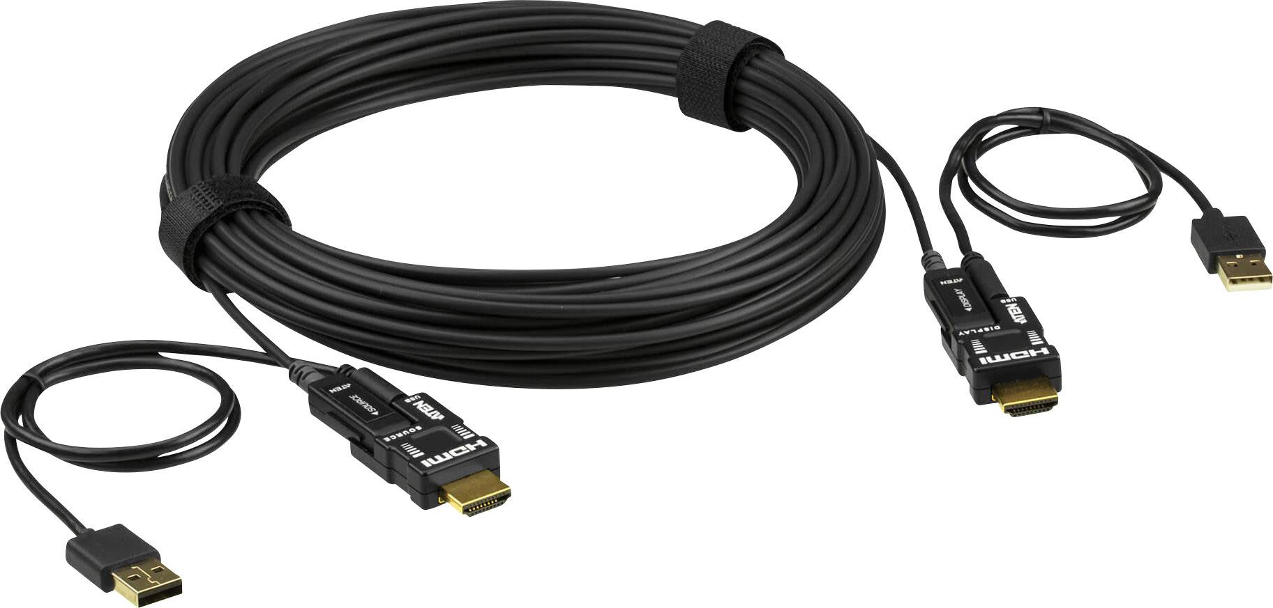 ATEN VE7833-AT HDMI-kabel HDMI Aansluitkabel HDMI-A-stekker, HDMI-A-stekker 30.00 m Zwart 4K UHD