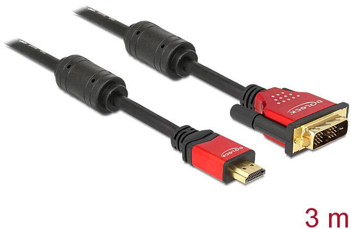 Delock 84343 HDMI-kabel HDMI / DVI Adapterkabel HDMI-A-stekker, DVI-D 18+1-polige stekker 3.00 m Zwart