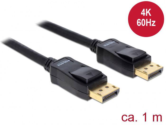 Delock 82423 DisplayPort-kabel DisplayPort Aansluitkabel DisplayPort-stekker, DisplayPort-stekker 1.00 m Zwart