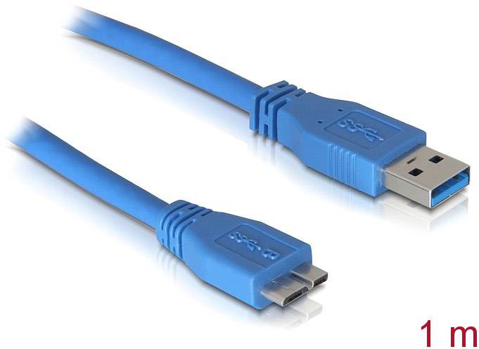 Delock USB-kabel USB 3.2 Gen1 USB-A stekker, USB-micro-B 3.0 stekker 1.00 m Blauw Vergulde steekcontacten 82531