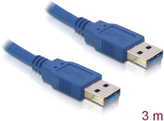Delock 82536 USB-kabel USB 3.2 Gen1 USB-A stekker, USB-A stekker 3.00 m Blauw Vergulde steekcontacten