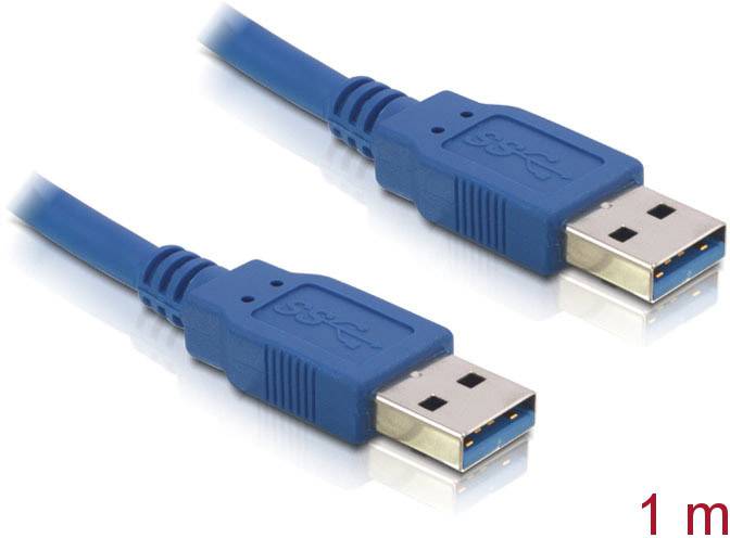 Delock 82534 USB-kabel USB 3.2 Gen1 USB-A stekker, USB-A stekker 1.00 m Blauw Vergulde steekcontacten
