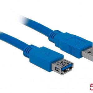 Delock 82541 USB-kabel USB 3.2 Gen1 USB-A stekker, USB-A bus 5.00 m Blauw Vergulde steekcontacten Delock 82541 USB-kabel USB 3.2 Gen1 USB-A stekker, USB-A bus 5.00 m Blauw Vergulde steekcontacten