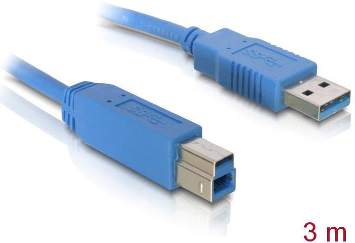 Delock 82581 USB-kabel USB 3.2 Gen1 USB-A stekker, USB-B stekker 3.00 m Blauw Vergulde steekcontacten