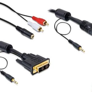 Delock 84455 DVI-kabel DVI / HDMI / Jackplug Adapterkabel DVI-D 18+1-polige stekker, HDMI-A-stekker 2.00 m Zwart Met Fer
