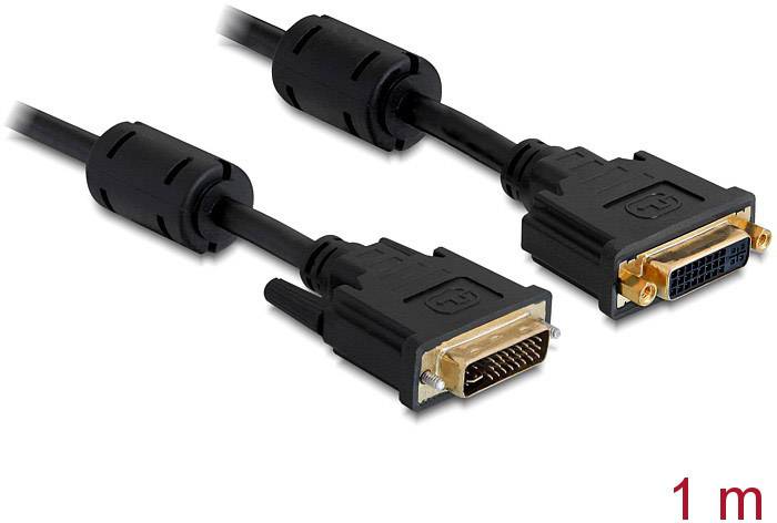 Delock 83106 DVI-kabel DVI Verlengkabel DVI-I 24+5-polige stekker, DVI-I 24+5-polige bus 1.00 m Zwart Met Ferrietkern