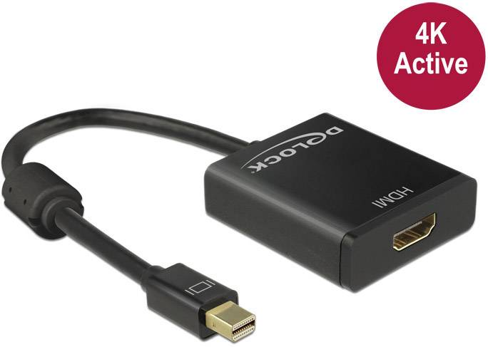 Delock 62611 DisplayPort-kabel Mini-displayport / HDMI Adapterkabel Mini DisplayPort-stekker, HDMI-A-bus 0.20 m Zwart Ve