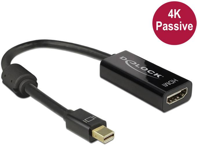 Delock 62613 DisplayPort-kabel Mini-displayport / HDMI Adapterkabel Mini DisplayPort-stekker, HDMI-A-bus 0.20 m Zwart Ve