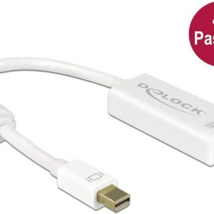 Delock 62614 DisplayPort-kabel Mini-displayport / HDMI Adapterkabel Mini DisplayPort-stekker, HDMI-A-bus 0.20 m Wit Verg