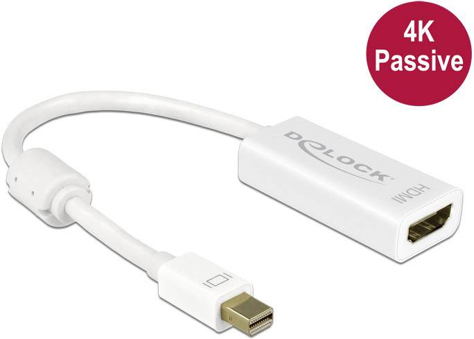 Delock 62614 DisplayPort-kabel Mini-displayport / HDMI Adapterkabel Mini DisplayPort-stekker, HDMI-A-bus 0.20 m Wit Verg