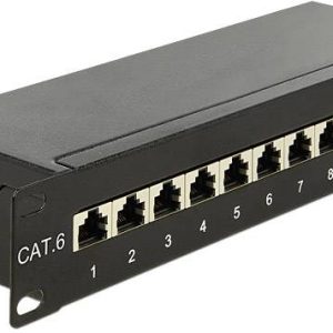 Delock 43297 12 poorten Netwerkpatchpaneel CAT 6 1 HE Zwart Ingericht