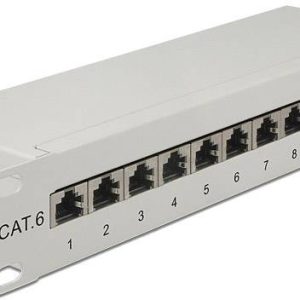 Delock 43299 12 poorten Netwerkpatchpaneel CAT 6 1 HE Grijs Ingericht