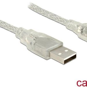 Delock 83909 USB-kabel USB 2.0 USB-A stekker, USB-mini-B stekker 5.00 m Transparant Met Ferrietkern