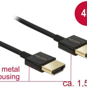Delock 84772 HDMI-kabel HDMI Aansluitkabel HDMI-A-stekker, HDMI-A-stekker 1.50 m Zwart 4K UHD, Vergulde steekcontacten Delock 84772 HDMI-kabel HDMI Aansluitkabel HDMI-A-stekker, HDMI-A-stekker 1.50 m Zwart 4K UHD, Vergulde steekcontacten