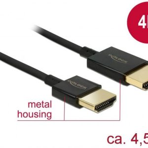 Delock 84775 HDMI-kabel HDMI Aansluitkabel HDMI-A-stekker, HDMI-A-stekker 4.50 m Zwart 4K UHD, Vergulde steekcontacten Delock 84775 HDMI-kabel HDMI Aansluitkabel HDMI-A-stekker, HDMI-A-stekker 4.50 m Zwart 4K UHD, Vergulde steekcontacten