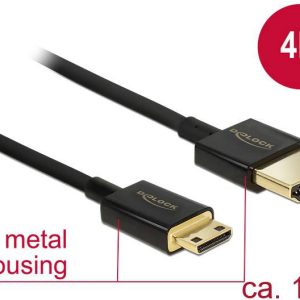 Delock 84776 HDMI-kabel HDMI Aansluitkabel HDMI-A-stekker, HDMI-mini-C-stekker 1.00 m Zwart 4K UHD, Vergulde steekcontac Delock 84776 HDMI-kabel HDMI Aansluitkabel HDMI-A-stekker, HDMI-mini-C-stekker 1.00 m Zwart 4K UHD, Vergulde steekcontac