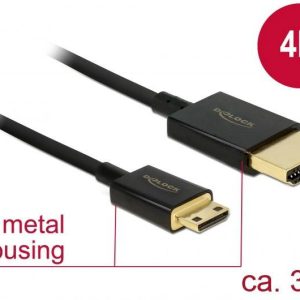 Delock 84779 HDMI-kabel HDMI Aansluitkabel HDMI-A-stekker, HDMI-mini-C-stekker 3.00 m Zwart 4K UHD, Vergulde steekcontac Delock 84779 HDMI-kabel HDMI Aansluitkabel HDMI-A-stekker, HDMI-mini-C-stekker 3.00 m Zwart 4K UHD, Vergulde steekcontac