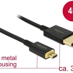 Delock 84784 HDMI-kabel HDMI Aansluitkabel HDMI-A-stekker, HDMI-micro-D-stekker 3.00 m Zwart 4K UHD, Vergulde steekconta Delock 84784 HDMI-kabel HDMI Aansluitkabel HDMI-A-stekker, HDMI-micro-D-stekker 3.00 m Zwart 4K UHD, Vergulde steekconta
