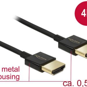 Delock 84786 HDMI-kabel HDMI Aansluitkabel HDMI-A-stekker, HDMI-A-stekker 0.50 m Zwart 4K UHD, Vergulde steekcontacten Delock 84786 HDMI-kabel HDMI Aansluitkabel HDMI-A-stekker, HDMI-A-stekker 0.50 m Zwart 4K UHD, Vergulde steekcontacten