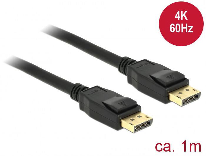 Delock 83805 DisplayPort-kabel DisplayPort Aansluitkabel DisplayPort-stekker, DisplayPort-stekker 1.00 m Zwart Vergulde