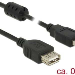 Delock 84882 USB-kabel USB 2.0 USB-A stekker, USB-A bus 0.50 m Zwart Met Ferrietkern Delock 84882 USB-kabel USB 2.0 USB-A stekker, USB-A bus 0.50 m Zwart Met Ferrietkern