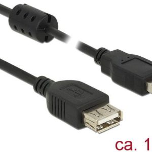 Delock 84884 USB-kabel USB 2.0 USB-A stekker, USB-A bus 1.50 m Zwart Met Ferrietkern Delock 84884 USB-kabel USB 2.0 USB-A stekker, USB-A bus 1.50 m Zwart Met Ferrietkern