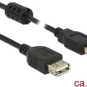 Delock 84887 USB-kabel USB 2.0 USB-A stekker, USB-A bus 5.00 m Zwart Met Ferrietkern Delock 84887 USB-kabel USB 2.0 USB-A stekker, USB-A bus 5.00 m Zwart Met Ferrietkern