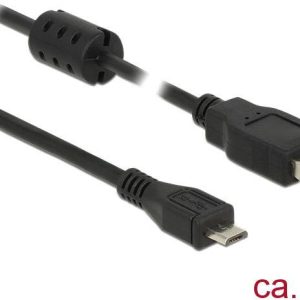 Delock 84903 USB-kabel USB 2.0 USB-A stekker, USB-micro-B stekker 2.00 m Zwart Met Ferrietkern Delock 84903 USB-kabel USB 2.0 USB-A stekker, USB-micro-B stekker 2.00 m Zwart Met Ferrietkern