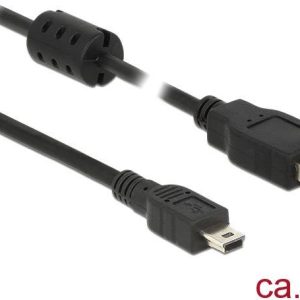 Delock 84916 USB-kabel USB 2.0 USB-A stekker, USB-mini-B stekker 5.00 m Zwart Met Ferrietkern Delock 84916 USB-kabel USB 2.0 USB-A stekker, USB-mini-B stekker 5.00 m Zwart Met Ferrietkern