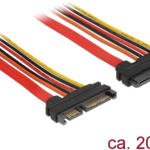 Delock HDD Verlengkabel [1x SATA-combi-stekker 15+7-polig – 1x SATA-combi-bus 15+7-polig] 0.20 m Zwart, Rood, Geel, Oran