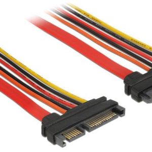Delock HDD Verlengkabel [1x SATA-combi-stekker 15+7-polig – 1x SATA-combi-bus 15+7-polig] 1.00 m Zwart, Rood, Geel, Oran