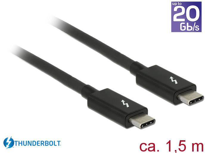 Delock 84846 Thunderbolt-kabel Thunderbolt Aansluitkabel Thunderbolt (USB-C) stekker, Thunderbolt (USB-C) stekker 1.50 m