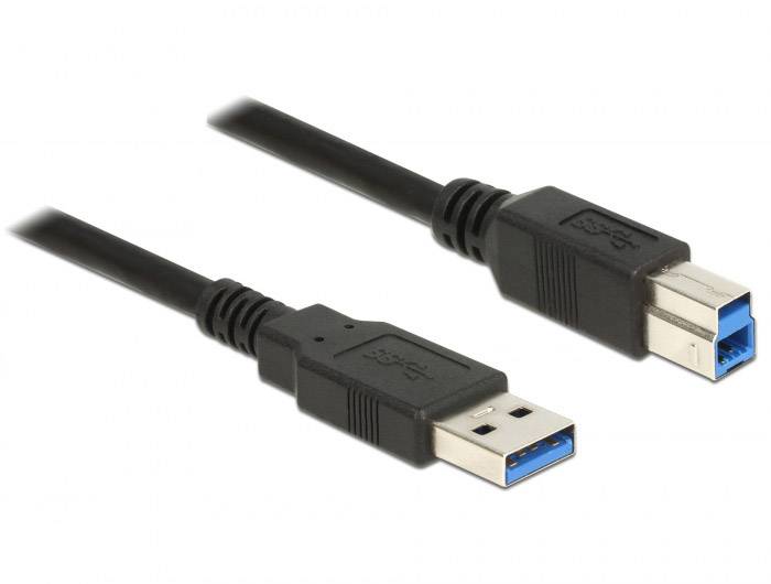 Delock 85066 USB-kabel USB 3.2 Gen1 USB-A stekker, USB-B stekker 1.00 m Zwart Vergulde steekcontacten