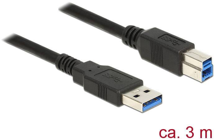 Delock 85069 USB-kabel USB 3.2 Gen1 USB-A stekker, USB-B stekker 3.00 m Zwart Vergulde steekcontacten