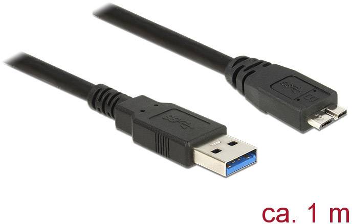 Delock 85072 USB-kabel USB 3.2 Gen1 USB-A stekker, USB-micro-B 3.0 stekker 1.00 m Zwart Vergulde steekcontacten