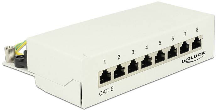 Delock Patch-Panel 8 poorten Netwerkpatchpaneel CAT 6 1 HE Grijs Ingericht