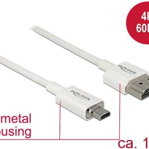 Delock 85149 HDMI-kabel HDMI Aansluitkabel HDMI-A-stekker, HDMI-micro-D-stekker 1.00 m Wit 4K UHD, Vergulde steekcontact Delock 85149 HDMI-kabel HDMI Aansluitkabel HDMI-A-stekker, HDMI-micro-D-stekker 1.00 m Wit 4K UHD, Vergulde steekcontact