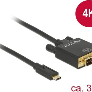 Delock 85322 USB-C-displaykabel USB-C / DVI Adapterkabel USB-C stekker, DVI-D 24+1-polige stekker 3.00 m Zwart Vergulde Delock 85322 USB-C-displaykabel USB-C / DVI Adapterkabel USB-C stekker, DVI-D 24+1-polige stekker 3.00 m Zwart Vergulde